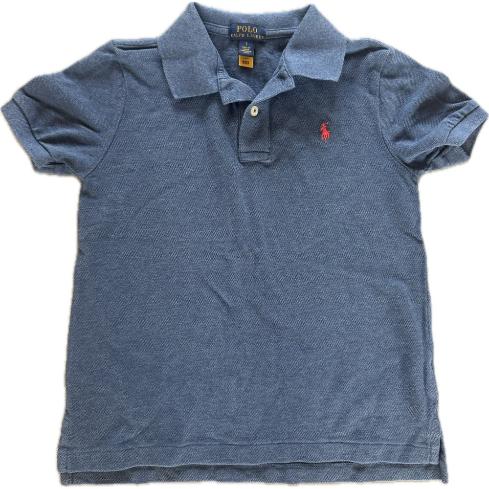 Ralph Lauren Boys Sz 7 Blue Polo Shirt Logo Preppy Golf Country‎ Club